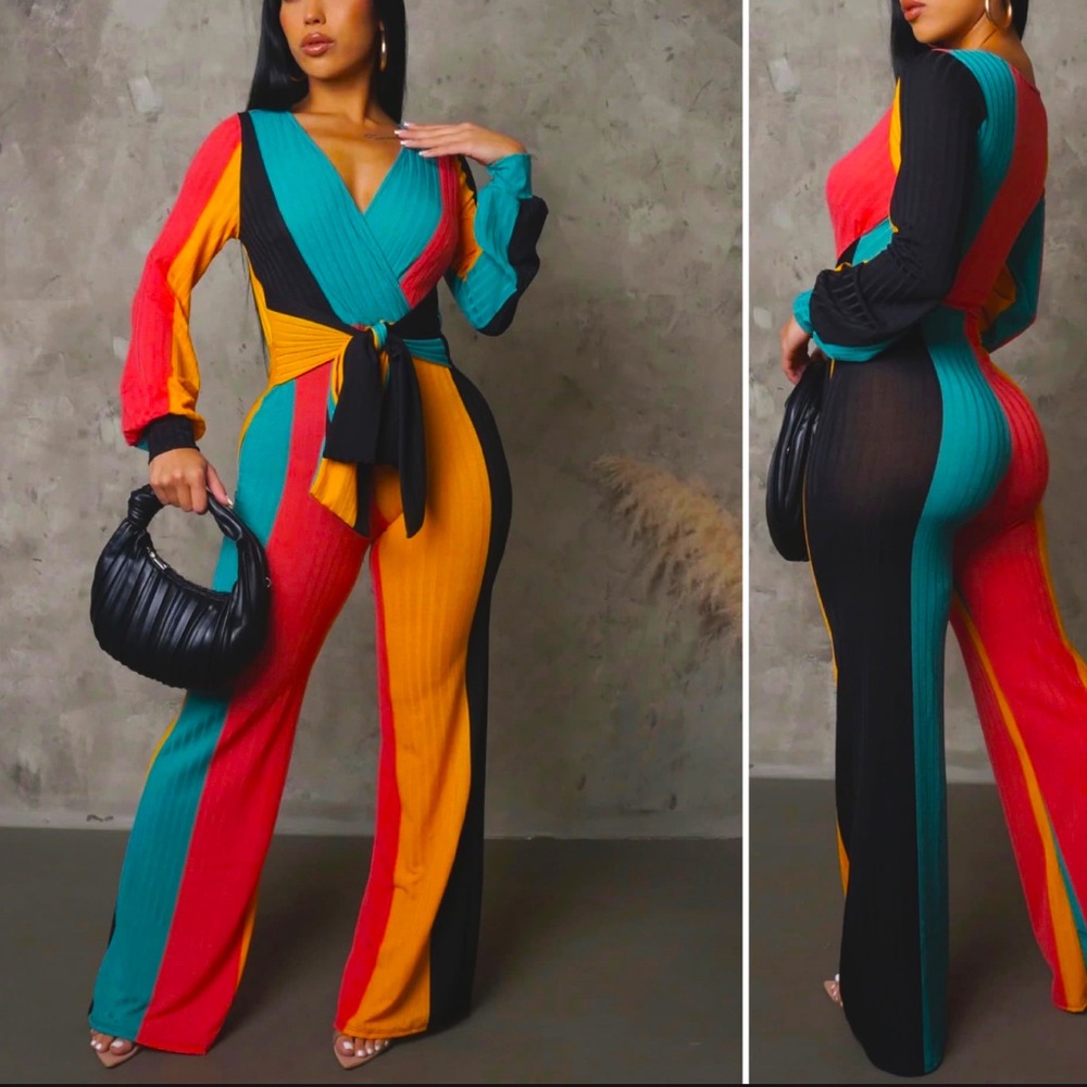 Sexy Noel Colorblock Jumpsuit (PRICE FIRM)